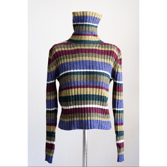 Vintage Striped Turtleneck Sweater 